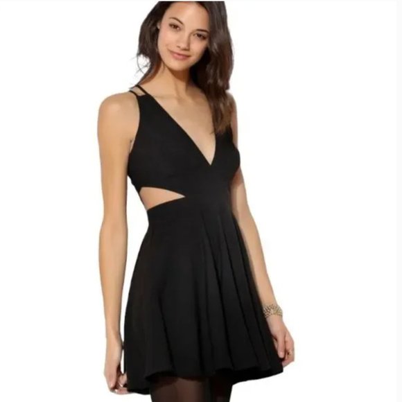 sparkle and fade skater dress Urban Outfitters Sparkle & Fade Fit and Flare Skater black cutout dress -  xs